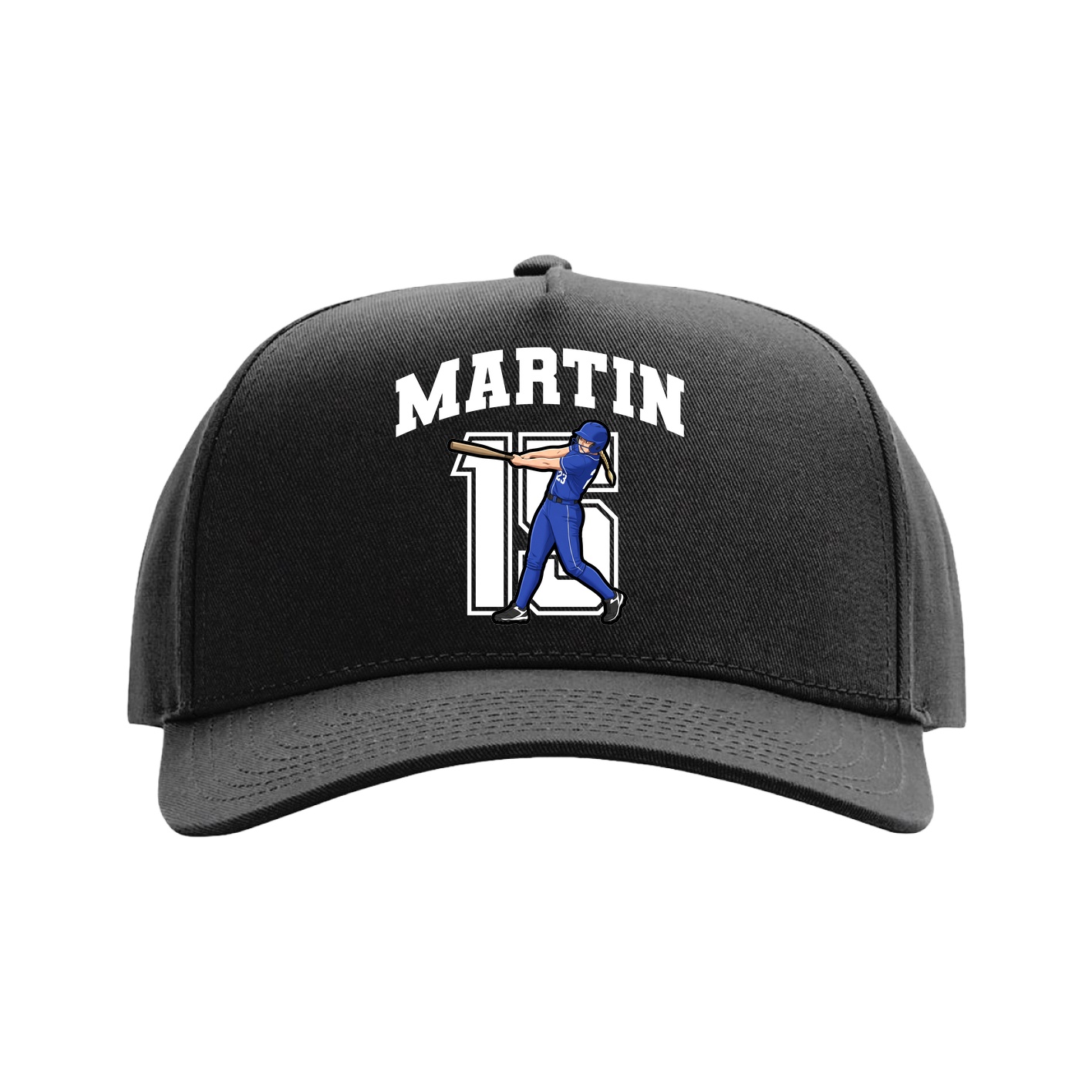 Full Fabric Five-Panel Champ Cap — Number in Black