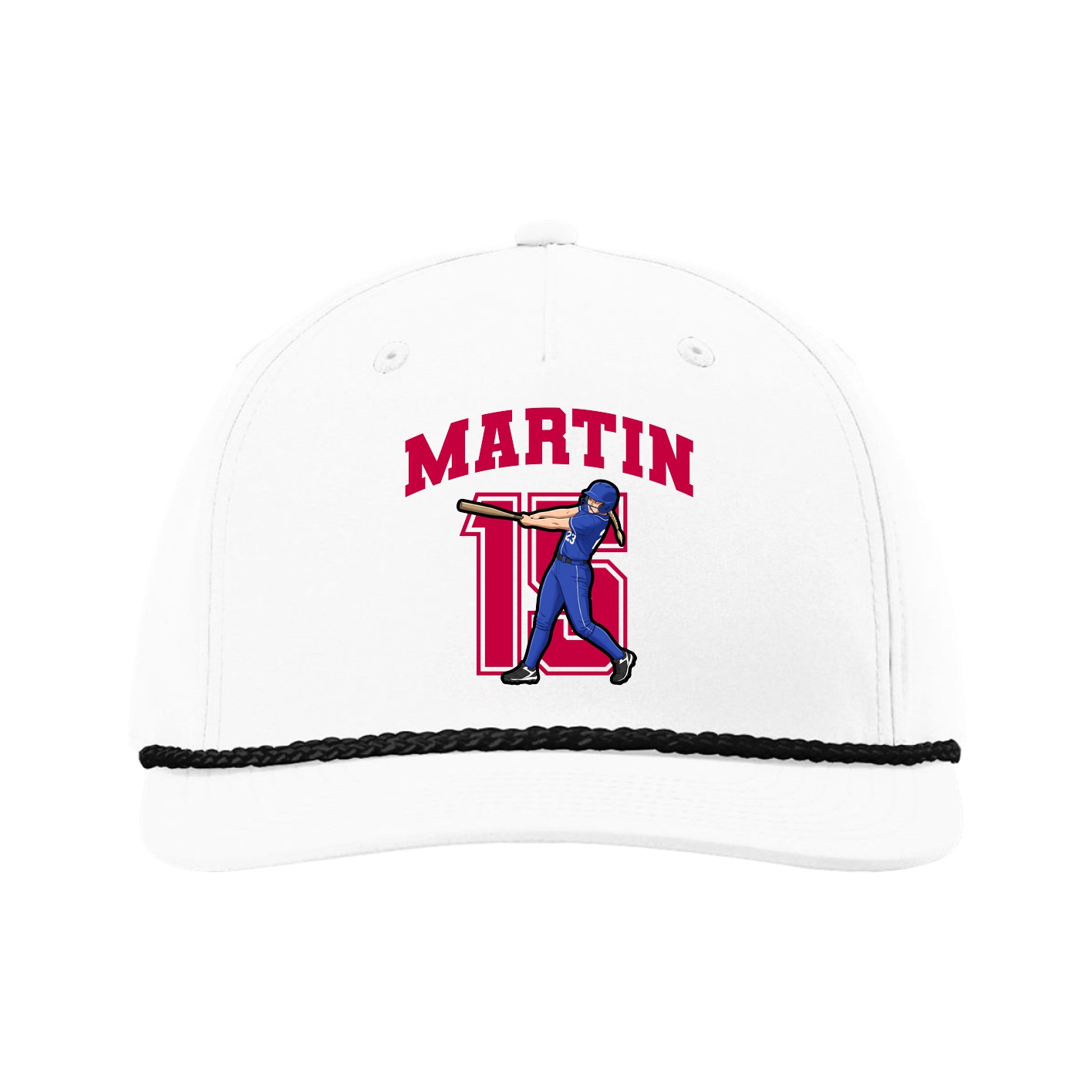Five-Panel Classic Rope Cap — Number in White