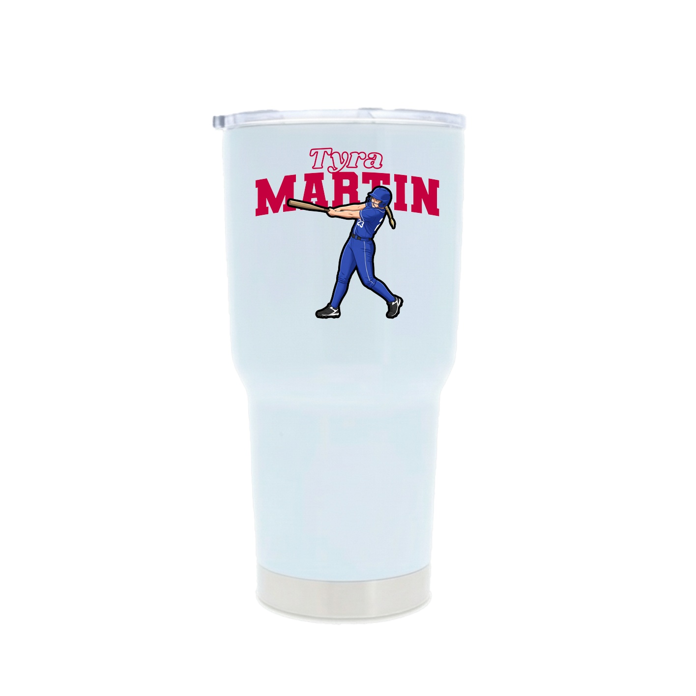 30oz Stainless Steel Tumbler — Name Arch in White
