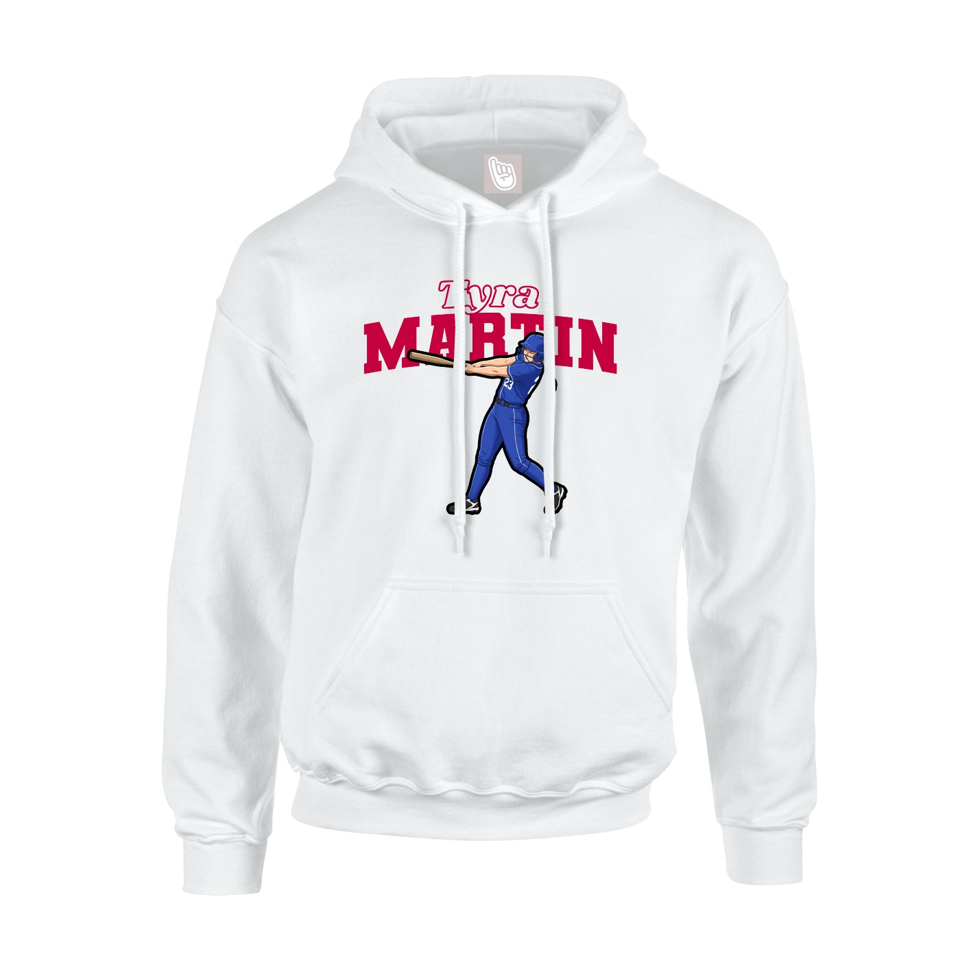 Youth Hoodie — Name Arch in White