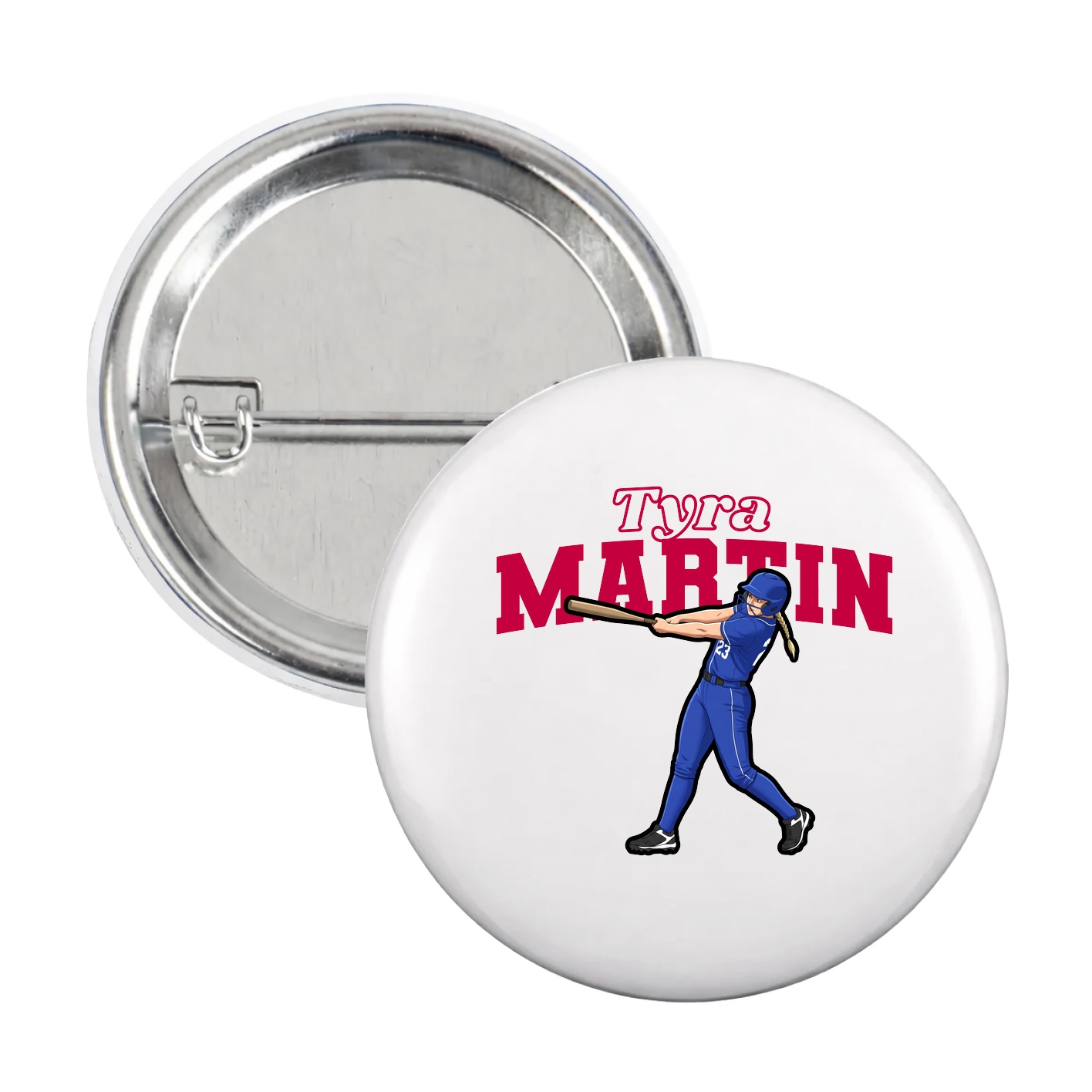 Game Day Button — Name Arch in White
