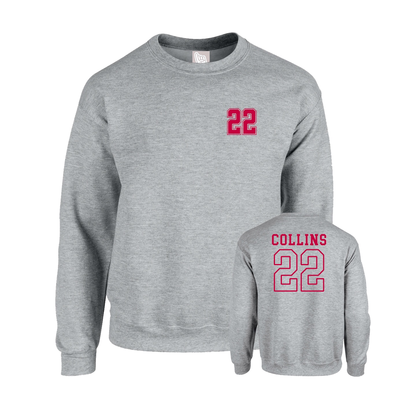 Fleece Crew — Chest Back in Grey