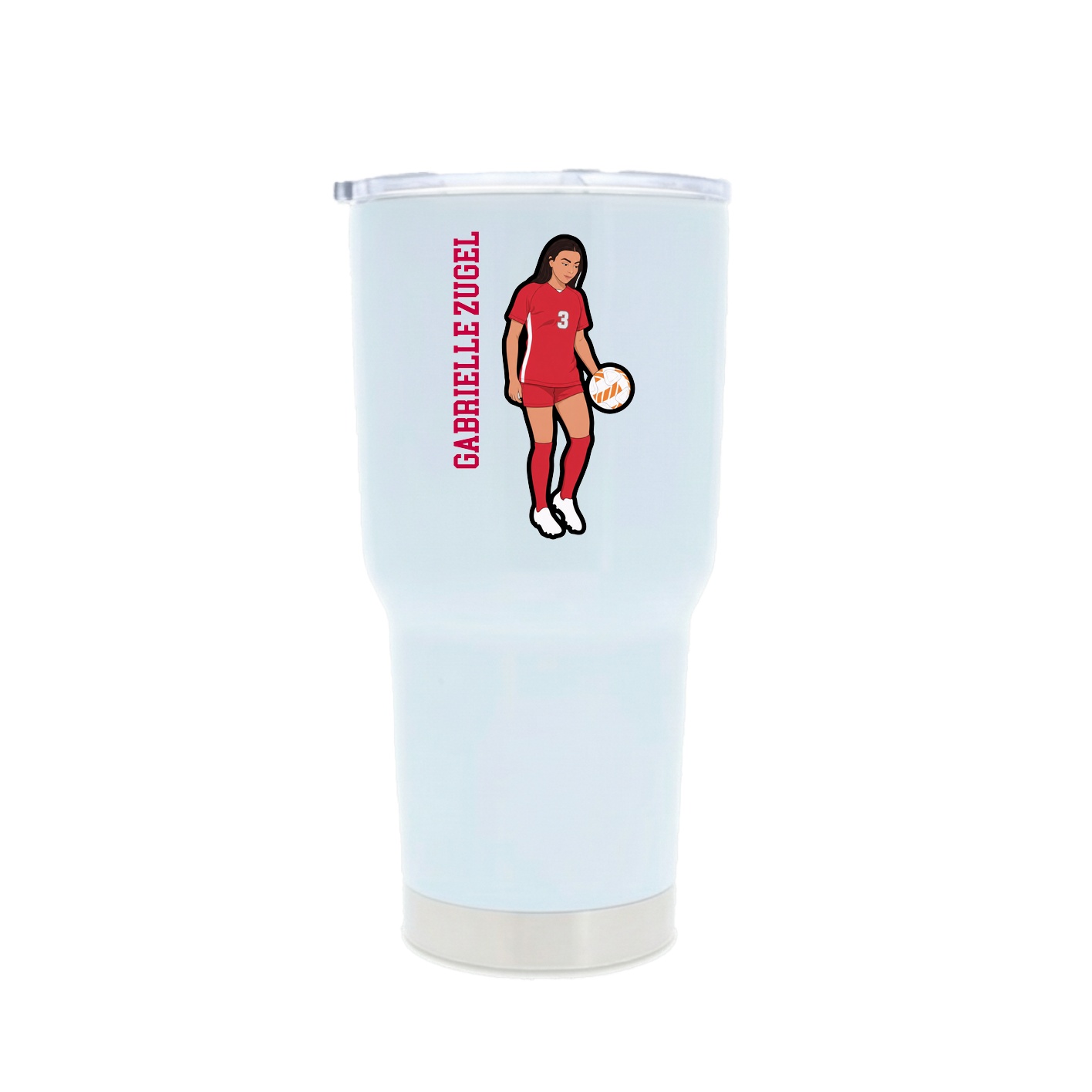 30oz Stainless Steel Tumbler — Name Vertical in White