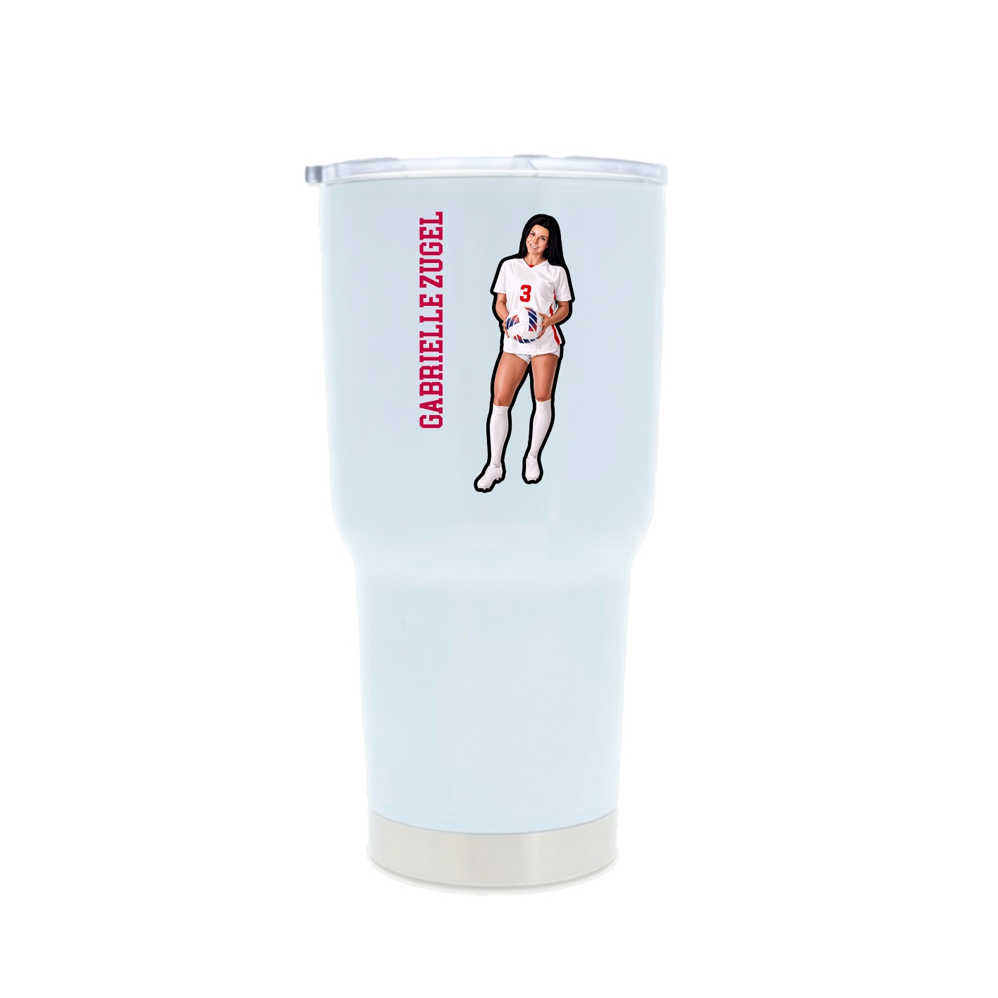30oz Stainless Steel Tumbler — Name Vertical in White