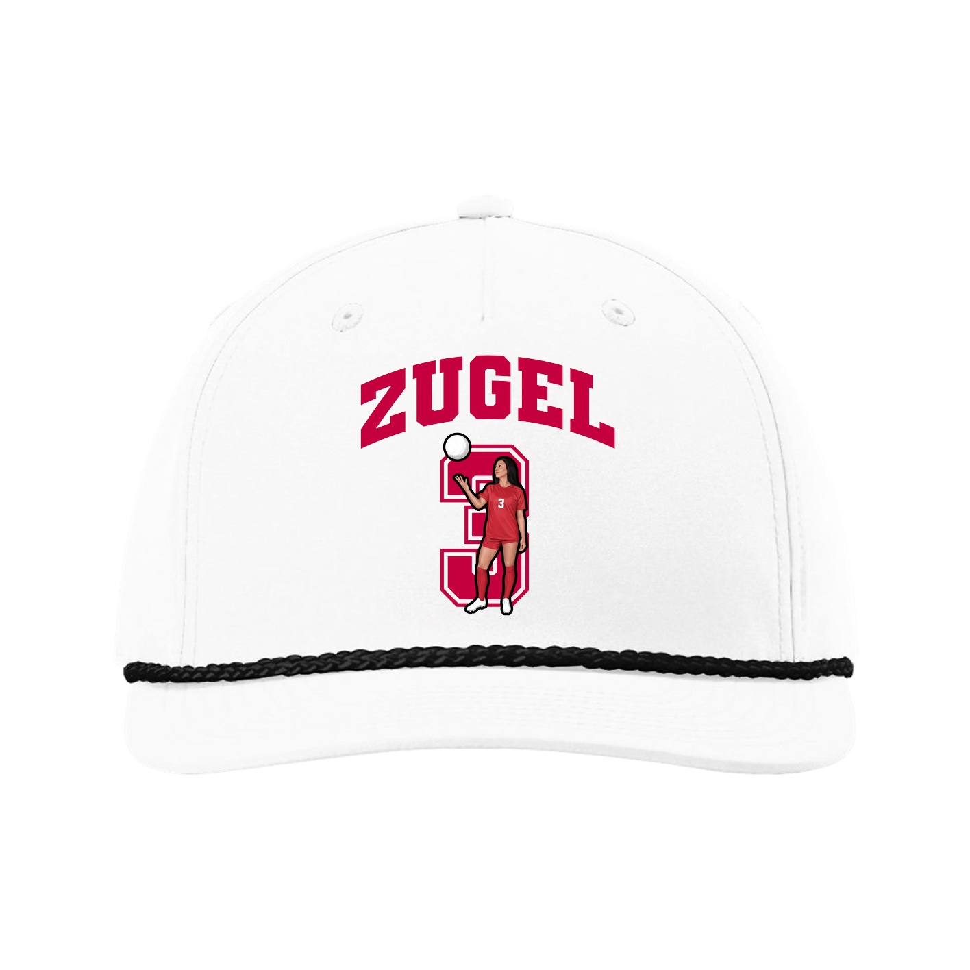 Five-Panel Classic Rope Cap — Number in White