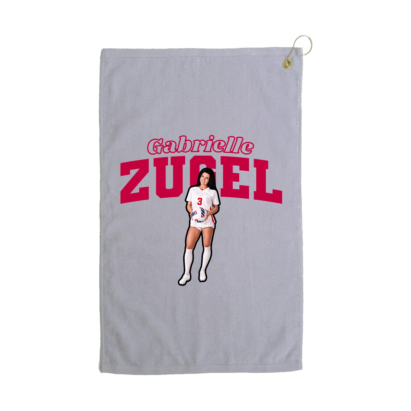 Golf Towel — Name Arch in Grey