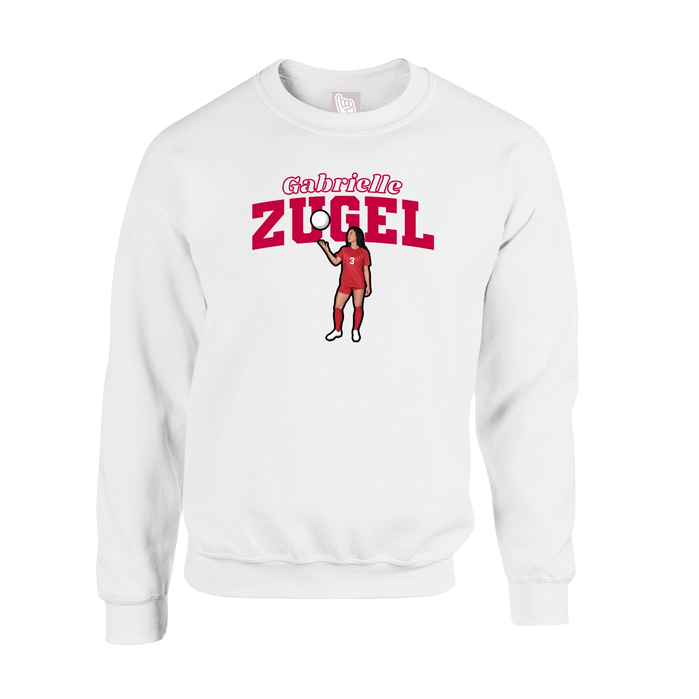 Fleece Crew — Name Arch in White