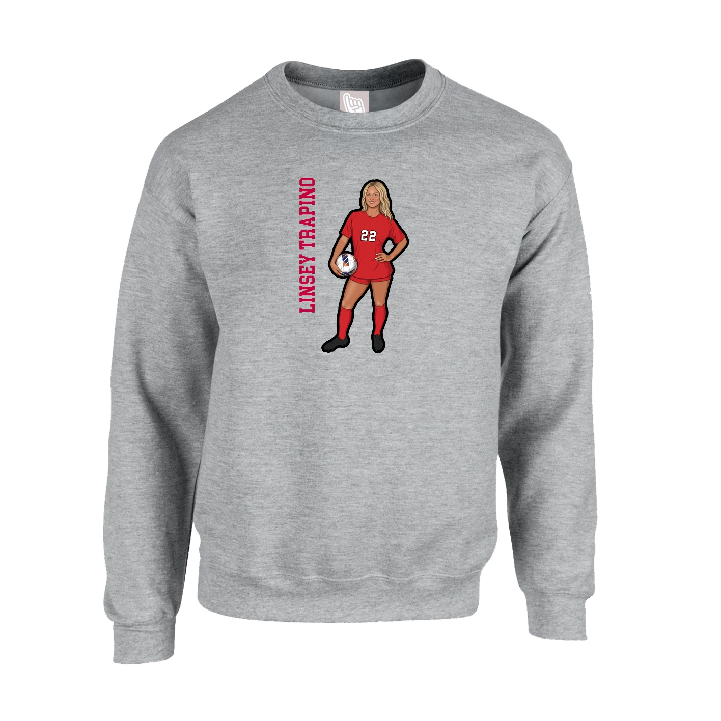 Fleece Crew — Name Vertical in Grey