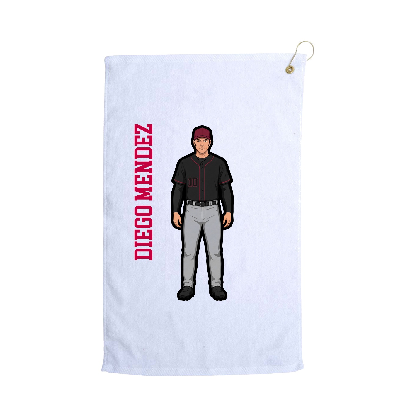 Golf Towel — Name Vertical in White