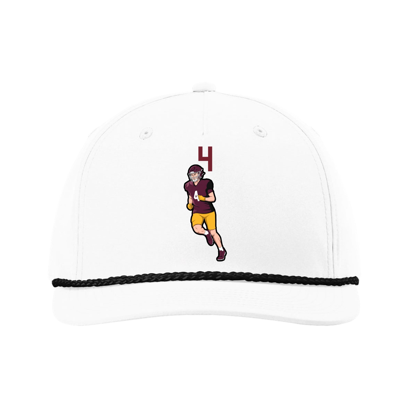 Five-Panel Classic Rope Cap — Number Top in White
