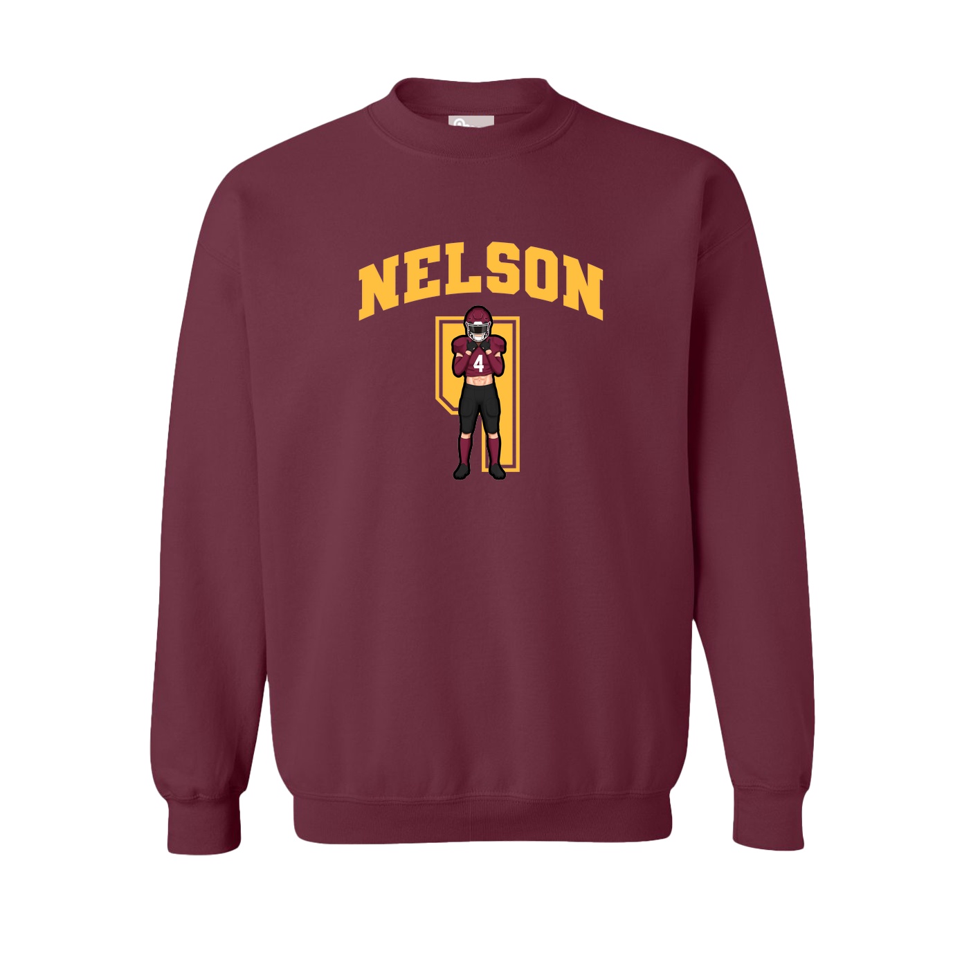 Fleece Crew — Number in Maroon