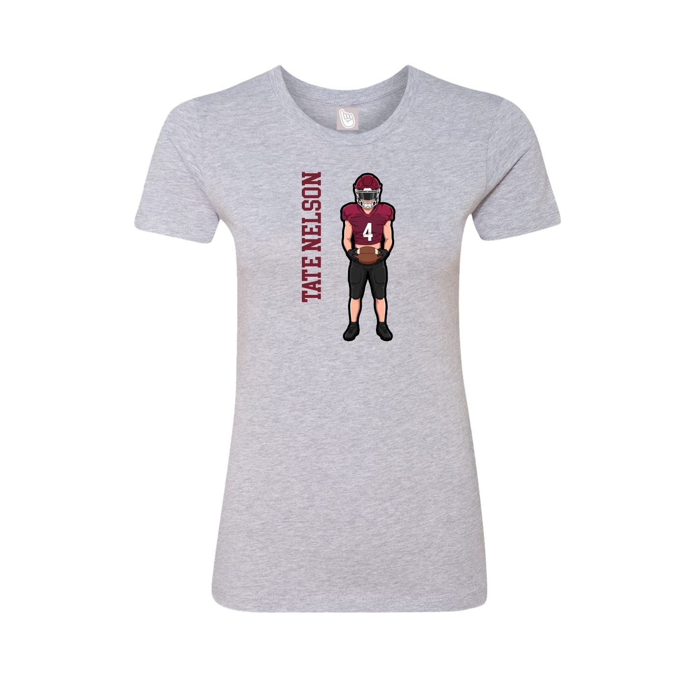 Fitted Women's Tee — Name Vertical in Grey