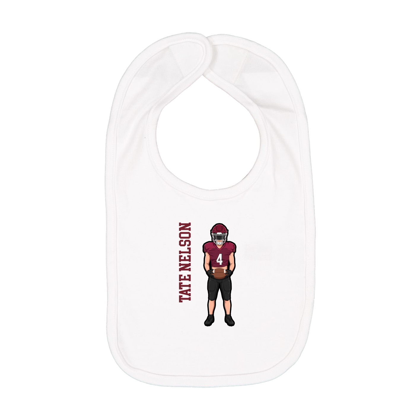 Infant Bib — Name Vertical in White