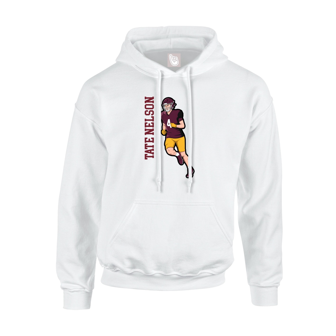 Youth Hoodie — Name Vertical in White