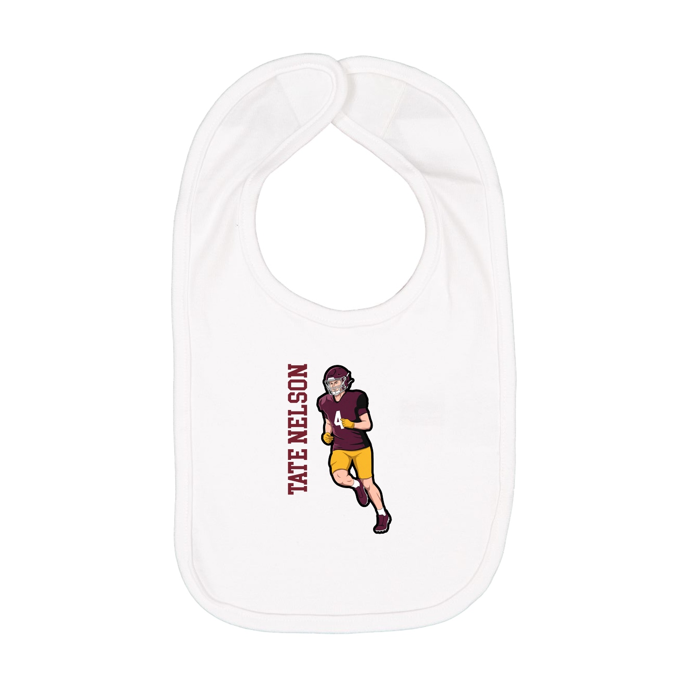 Infant Bib — Name Vertical in White