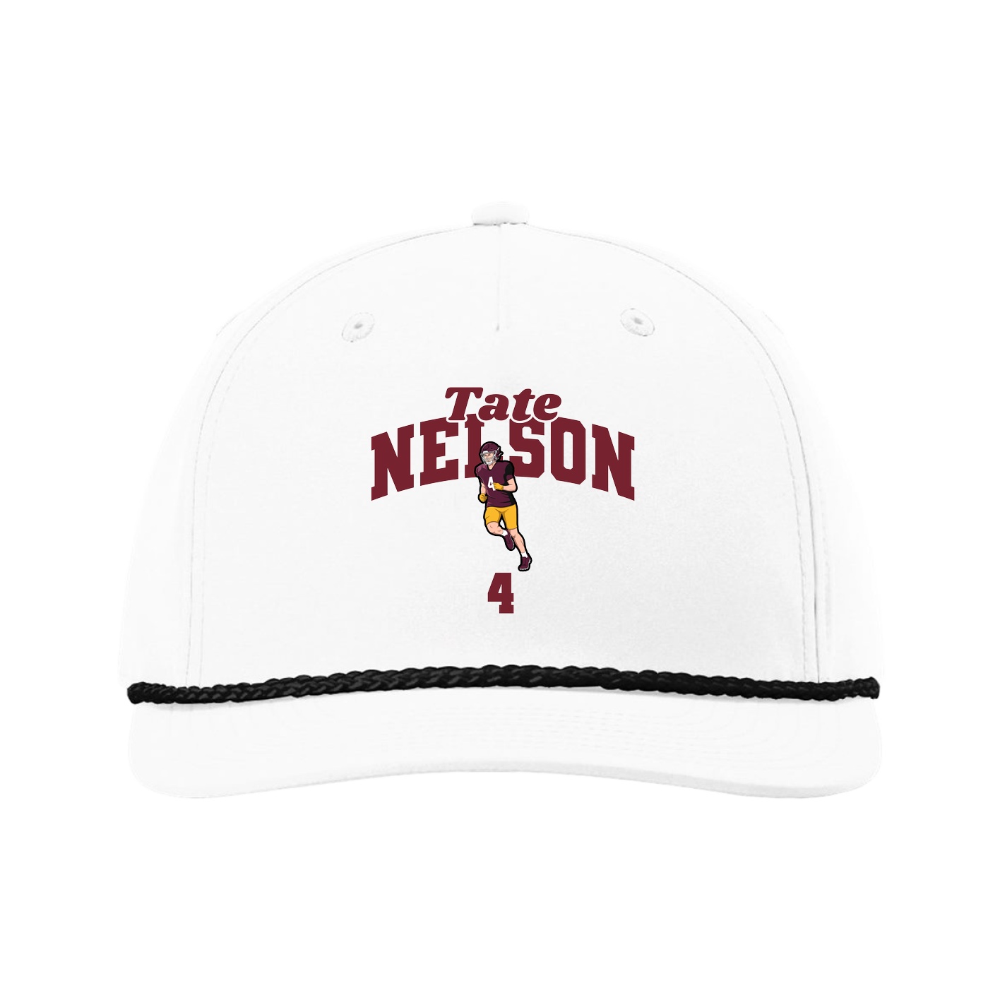 Five-Panel Classic Rope Cap — Signature Arch in White
