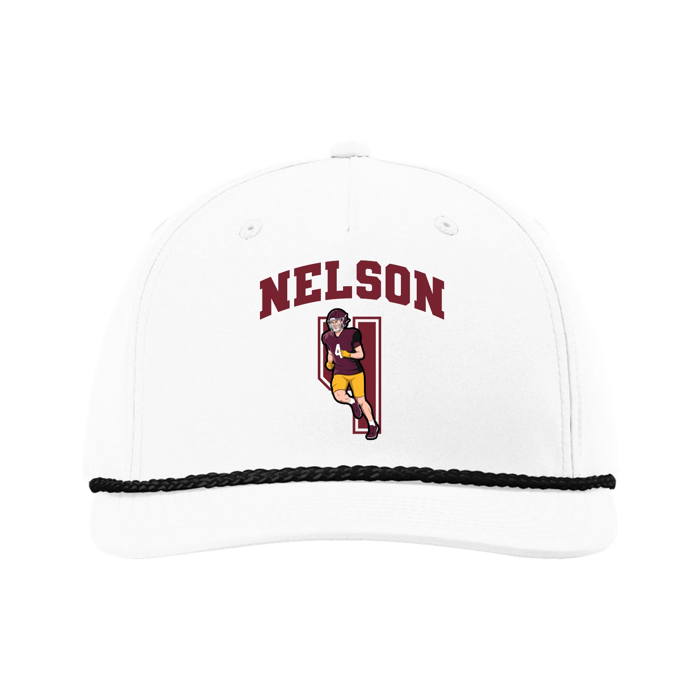 Five-Panel Classic Rope Cap — Number in White