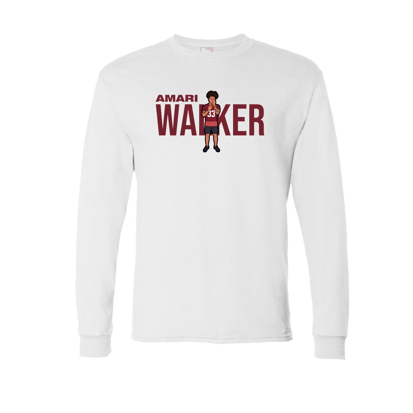 Long Sleeve Tee — Player Name in White