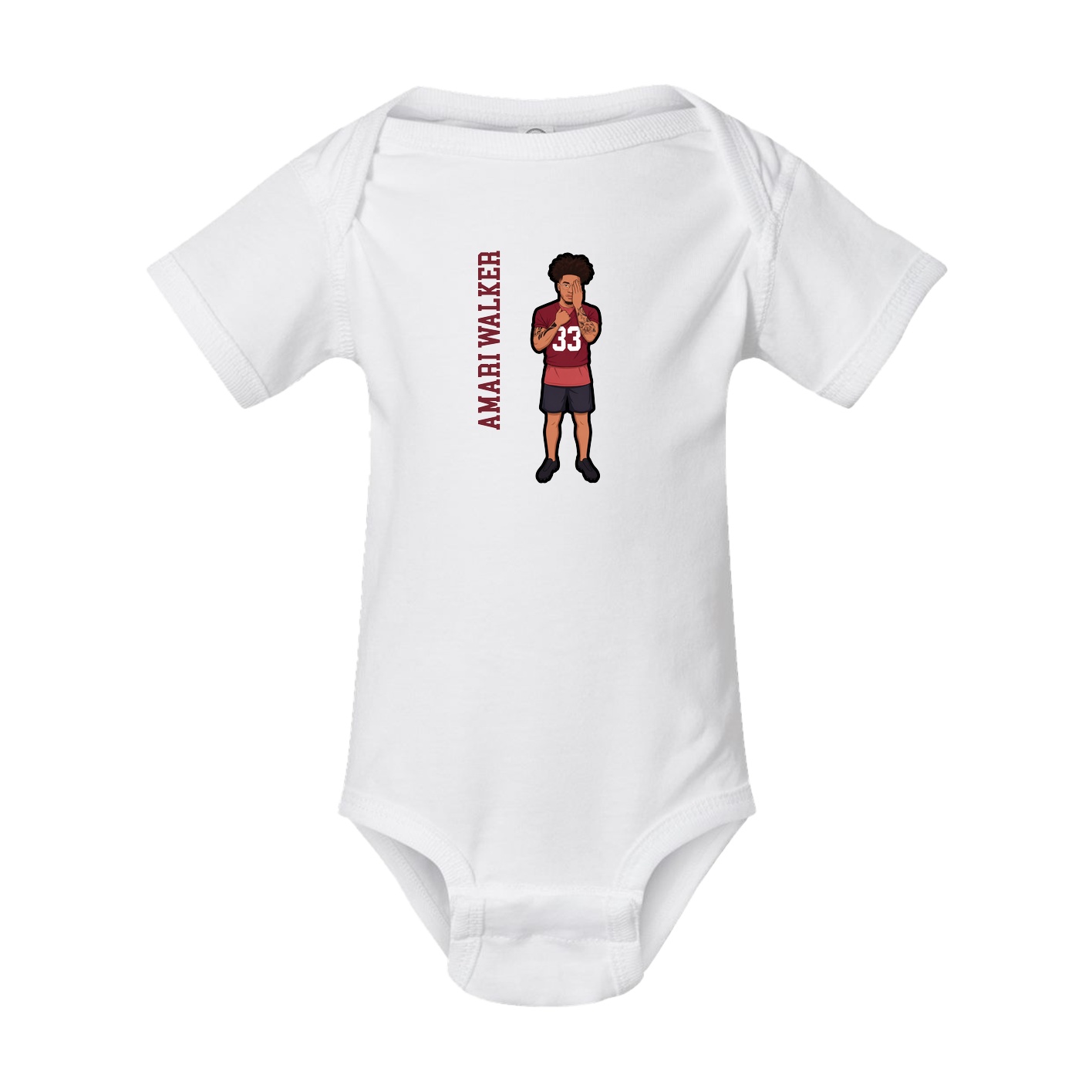 Baby Onesie — Name Vertical in White