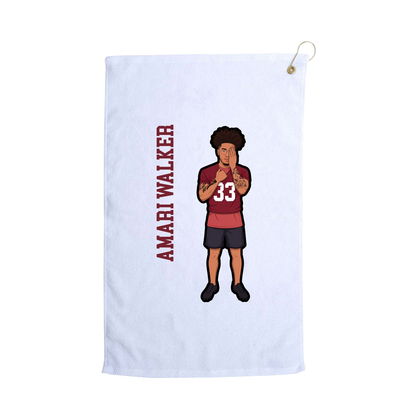 Golf Towel — Name Vertical in White