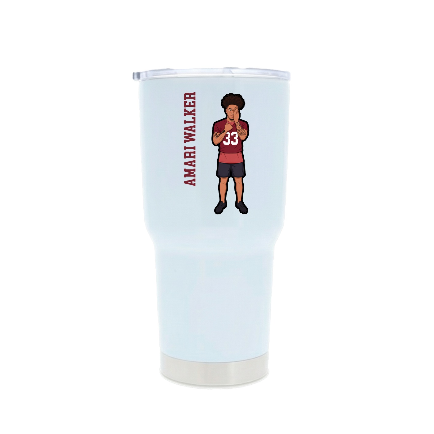 30oz Stainless Steel Tumbler — Name Vertical in White