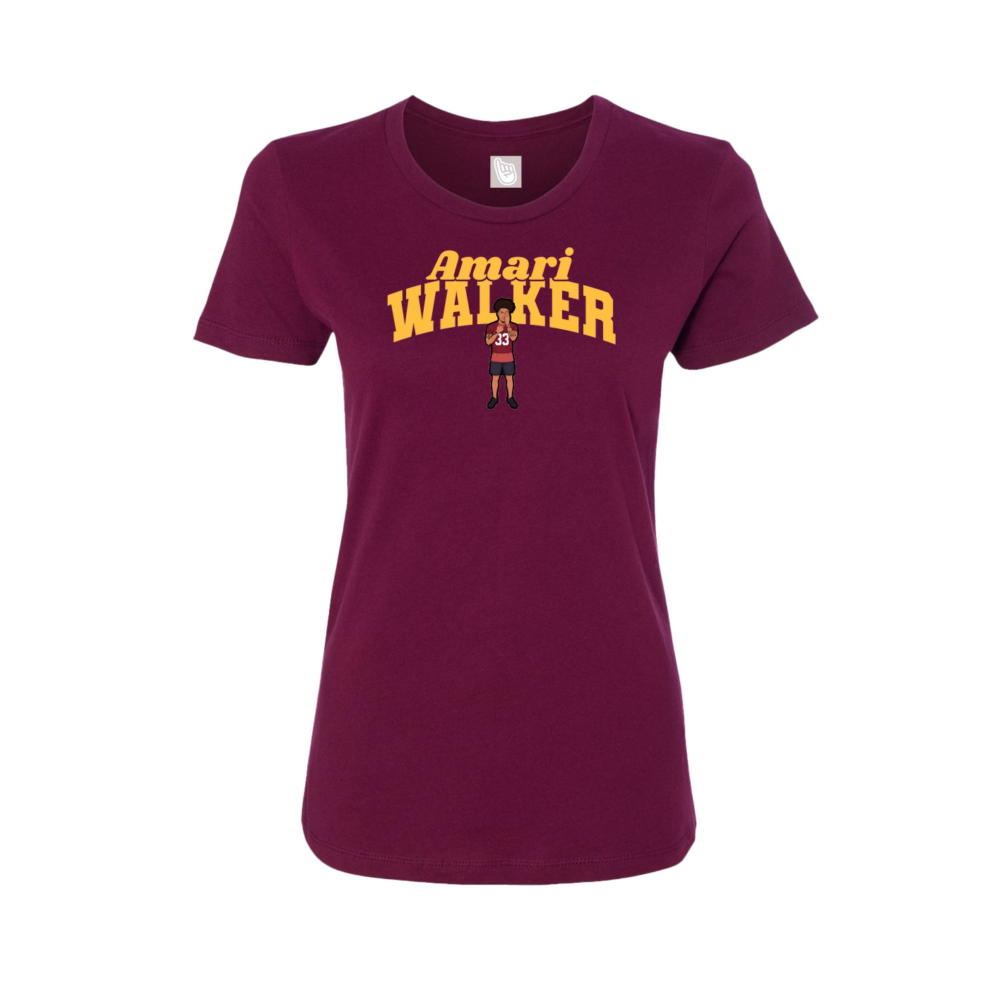 Fitted Women's Tee — Signature Arch in Maroon