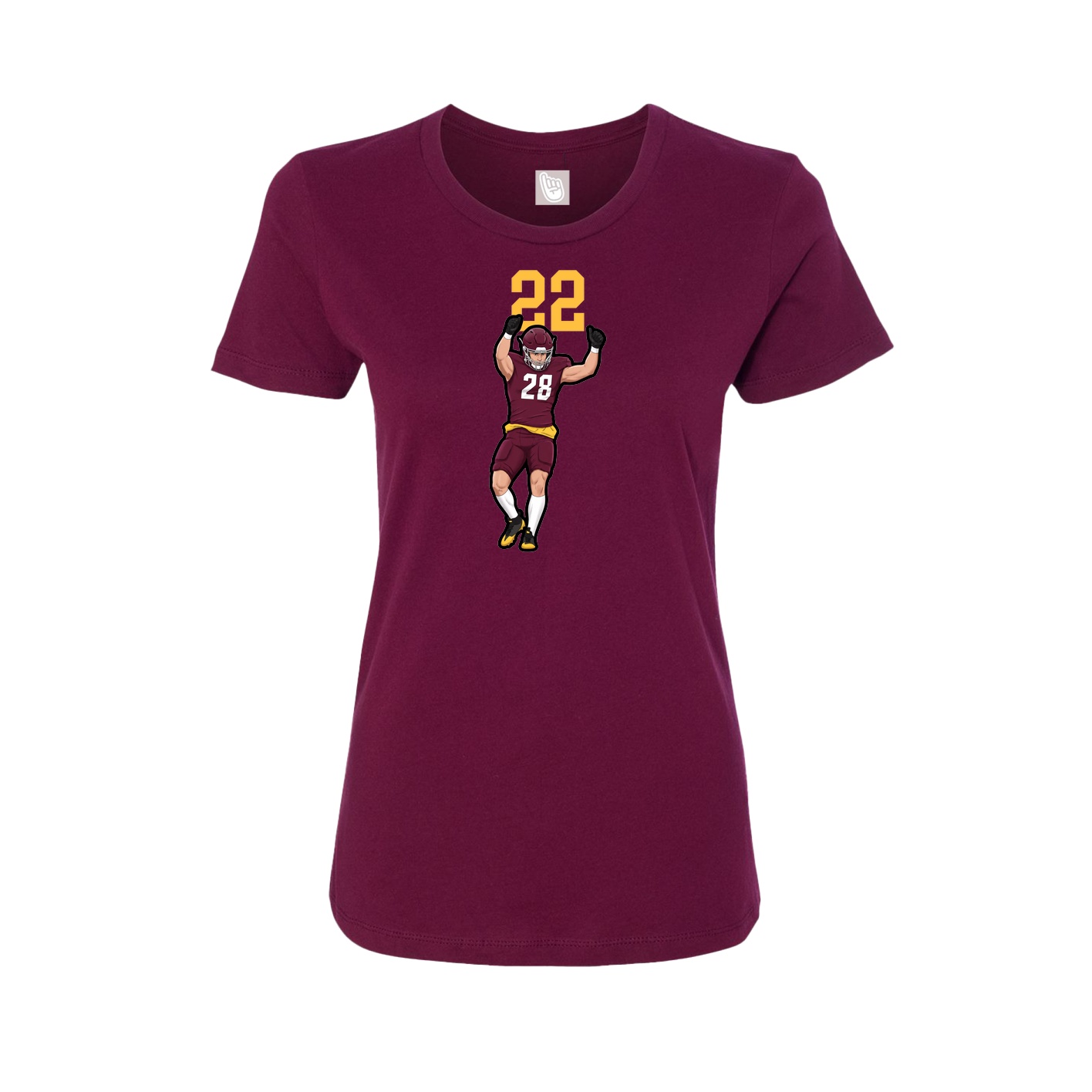 Fitted Women's Tee — Number Top in Maroon