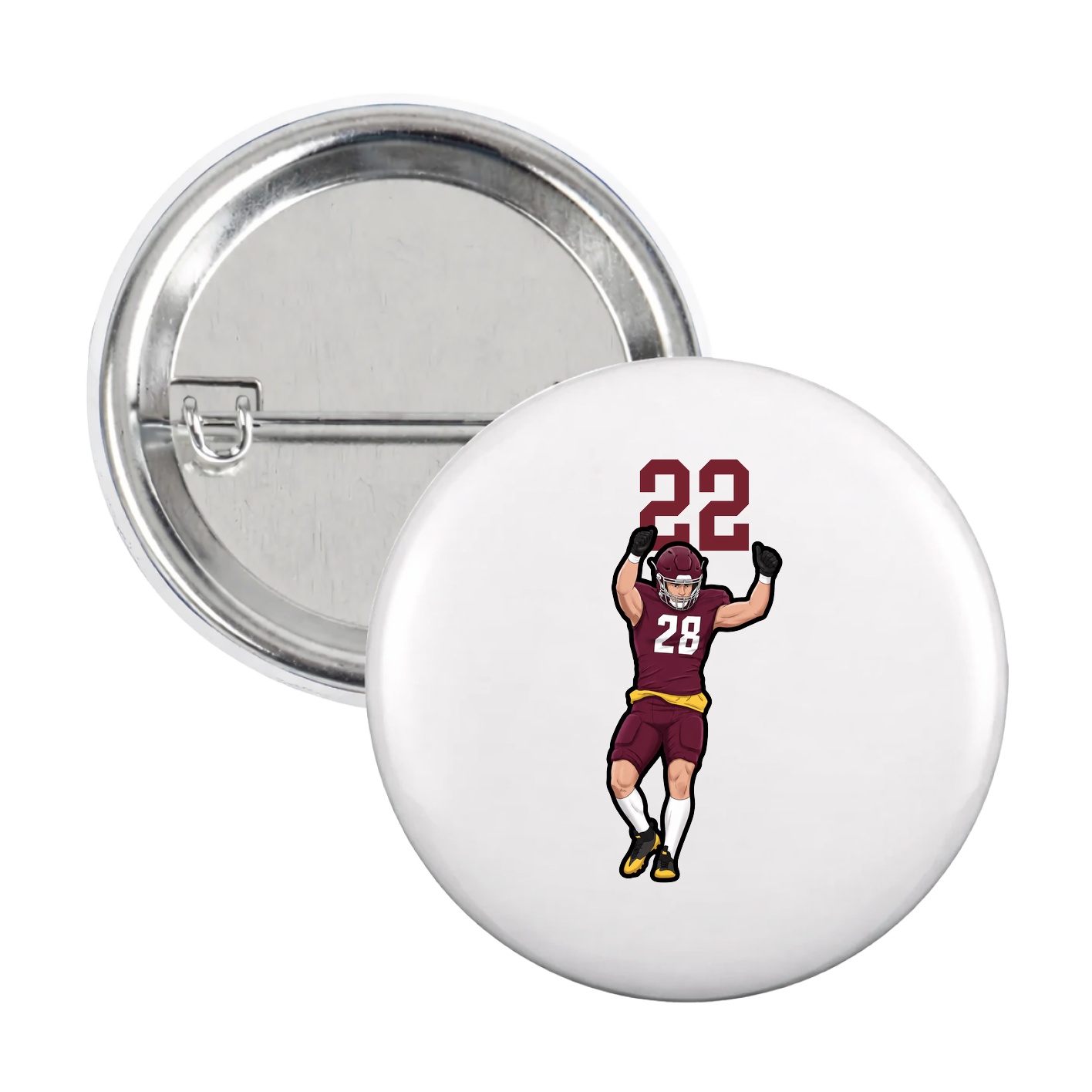 Game Day Button — Number Top in White