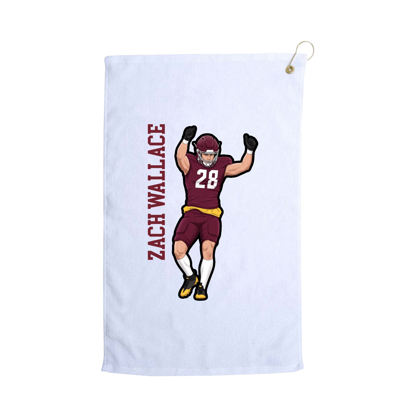 Golf Towel — Name Vertical in White