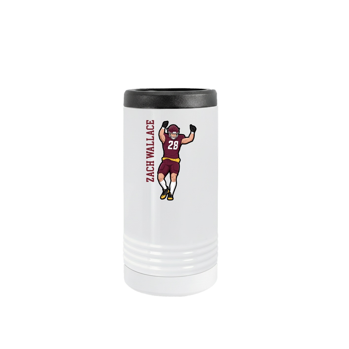 Slim Beverage Holder — Name Vertical in White