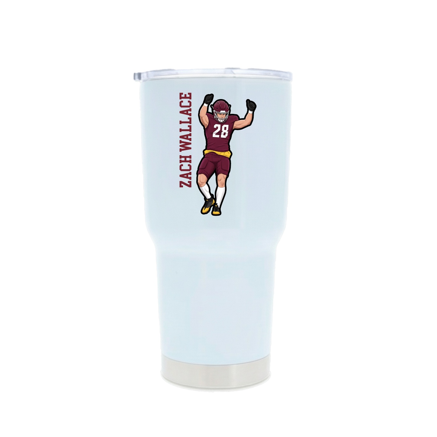 30oz Stainless Steel Tumbler — Name Vertical in White
