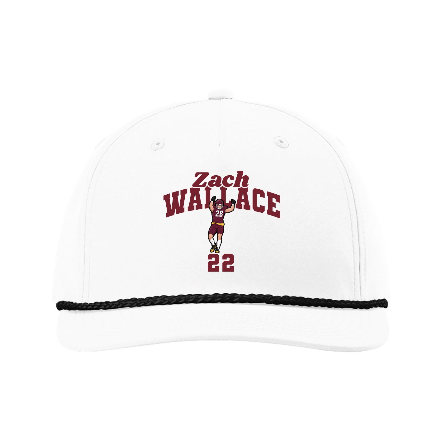 Five-Panel Classic Rope Cap — Signature Arch in White