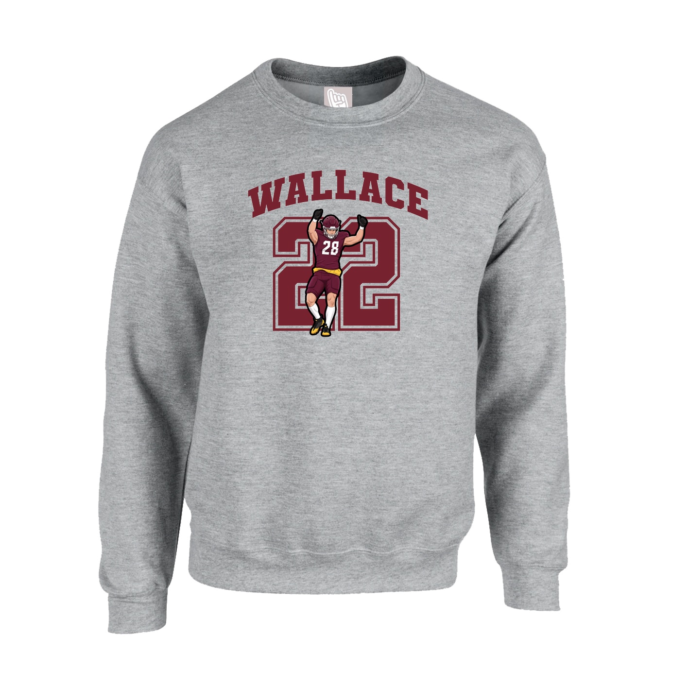 Fleece Crew — Number in Grey