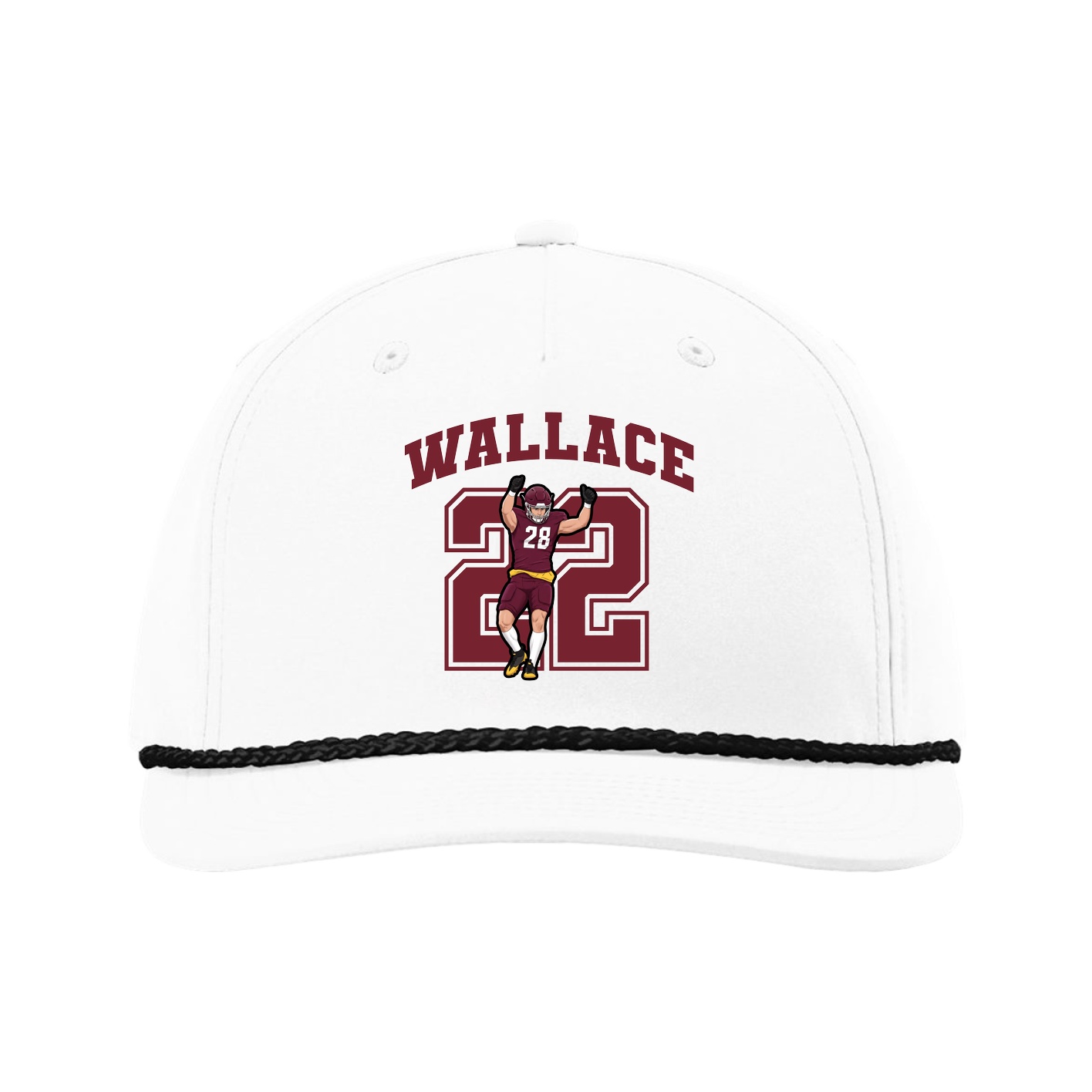 Five-Panel Classic Rope Cap — Number in White