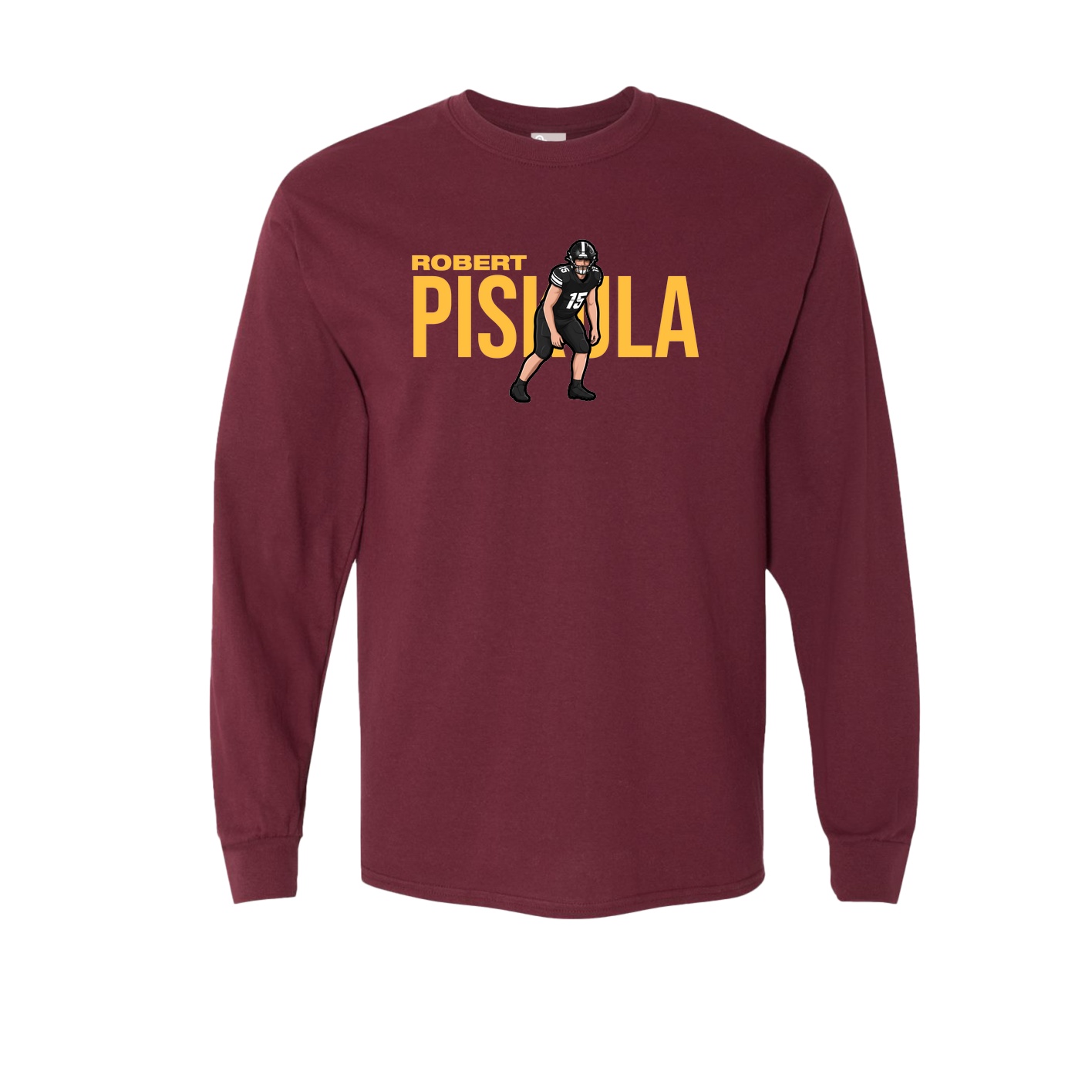 Long Sleeve Tee — Player Name in Maroon