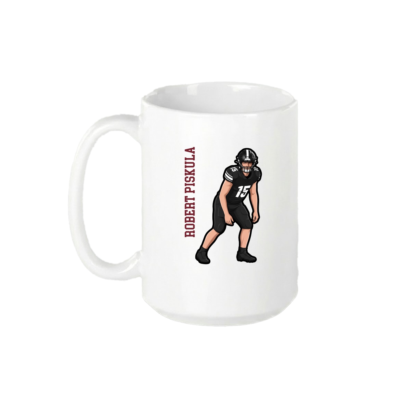 15oz Coffee Mug — Name Vertical in White