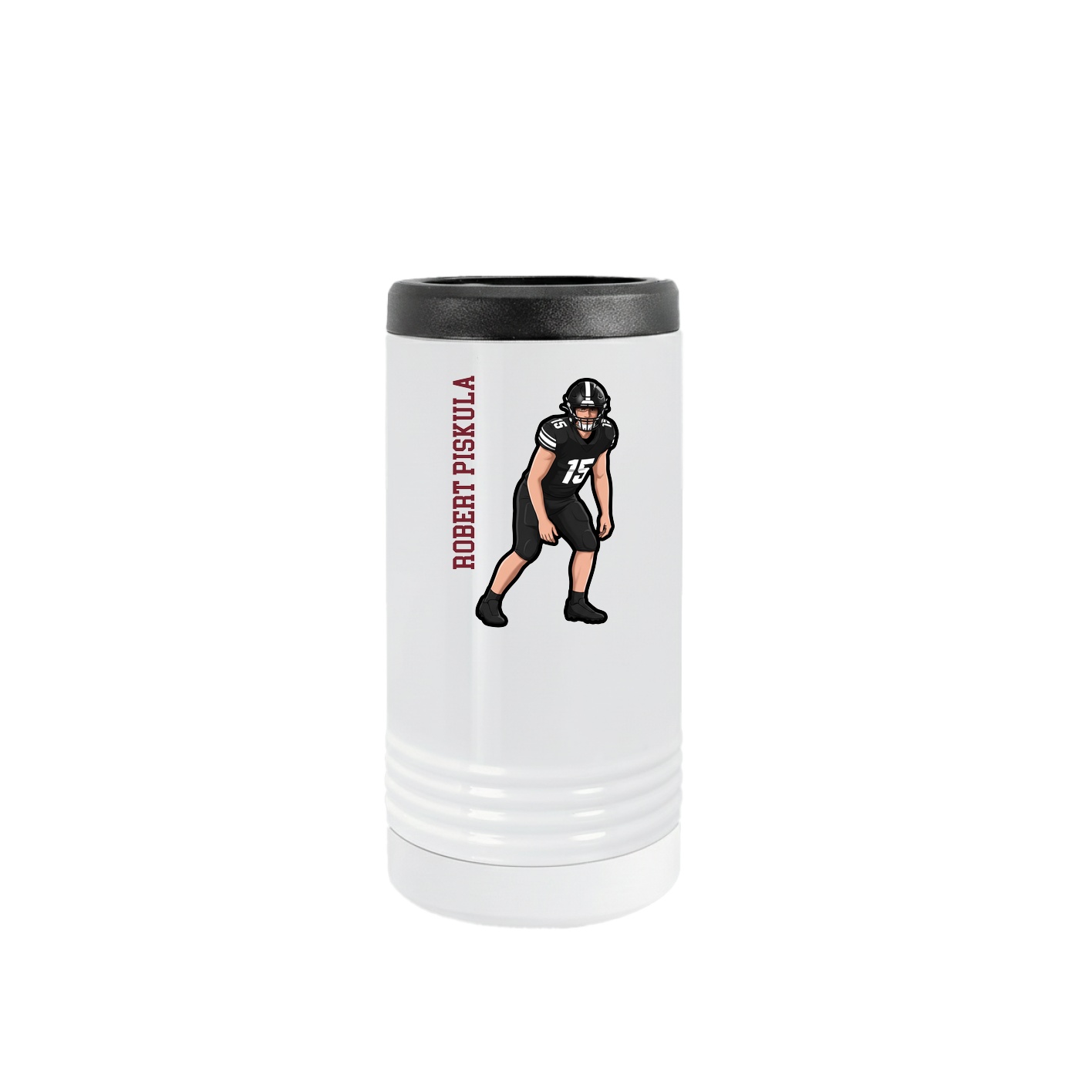 Slim Beverage Holder — Name Vertical in White