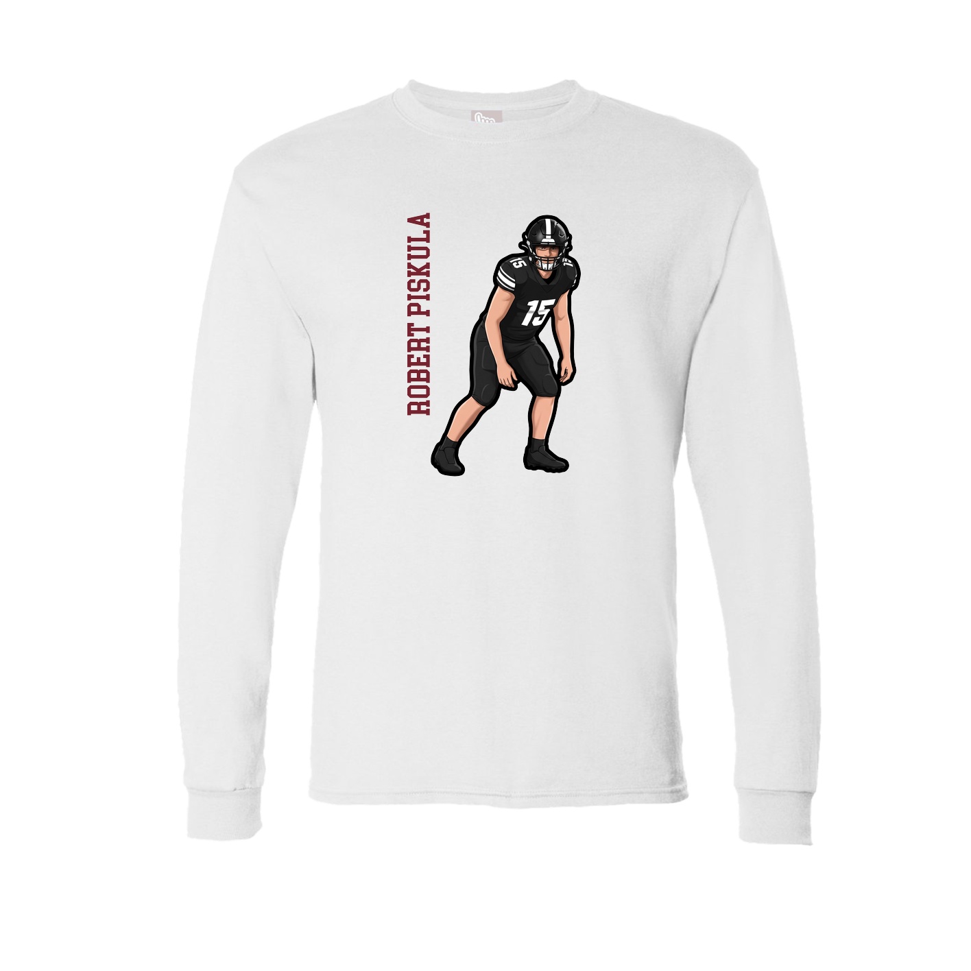 Long Sleeve Tee — Name Vertical in White