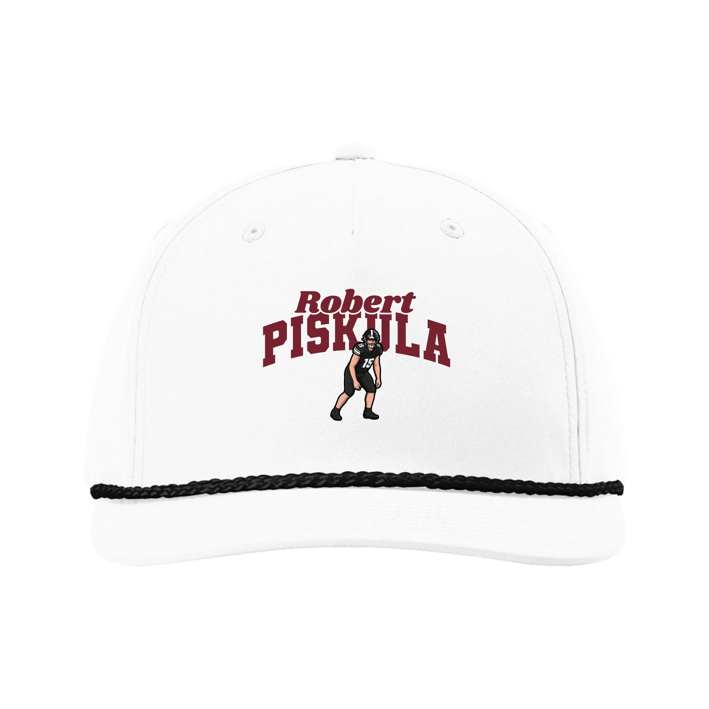 Five-Panel Classic Rope Cap — Signature Arch in White