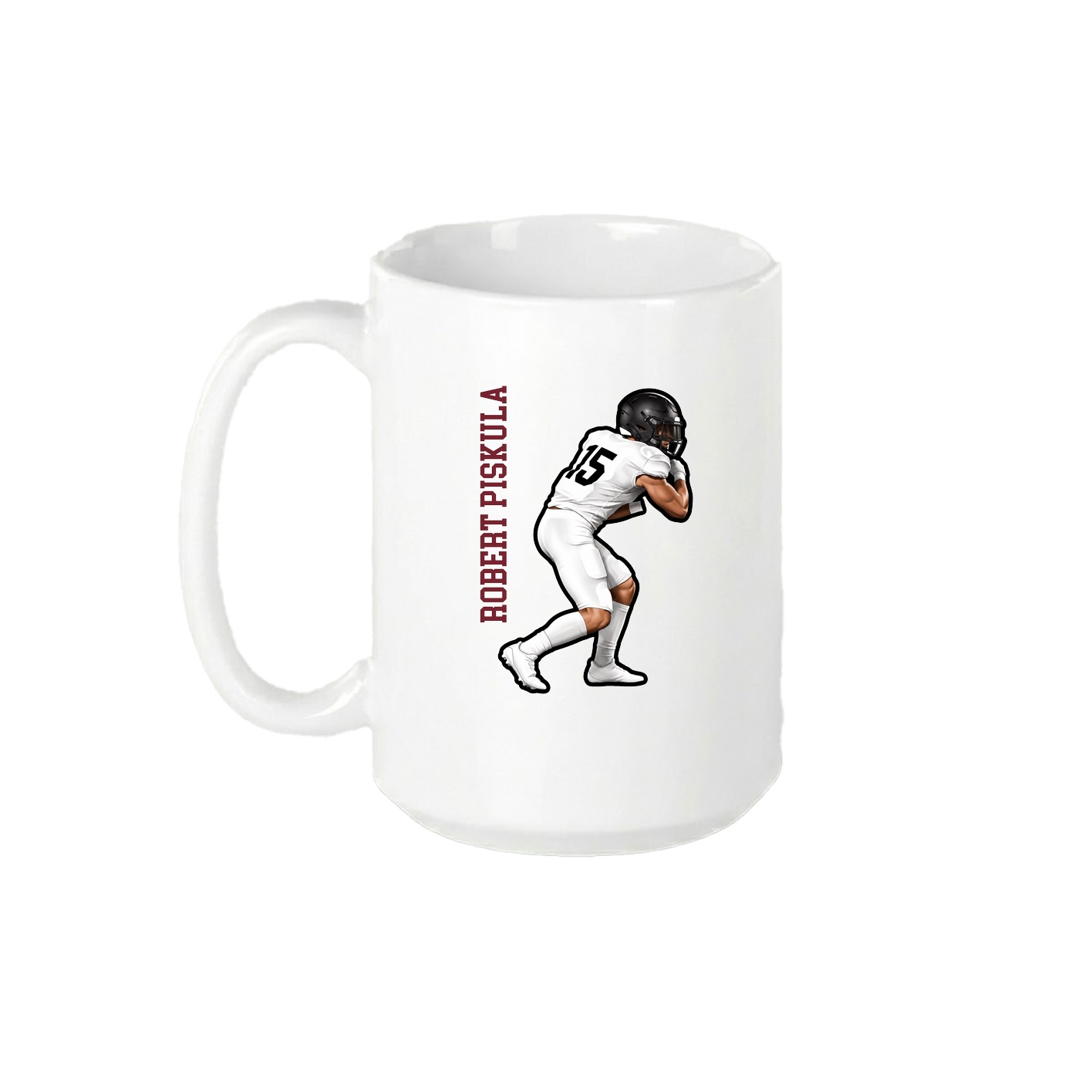 15oz Coffee Mug — Name Vertical in White