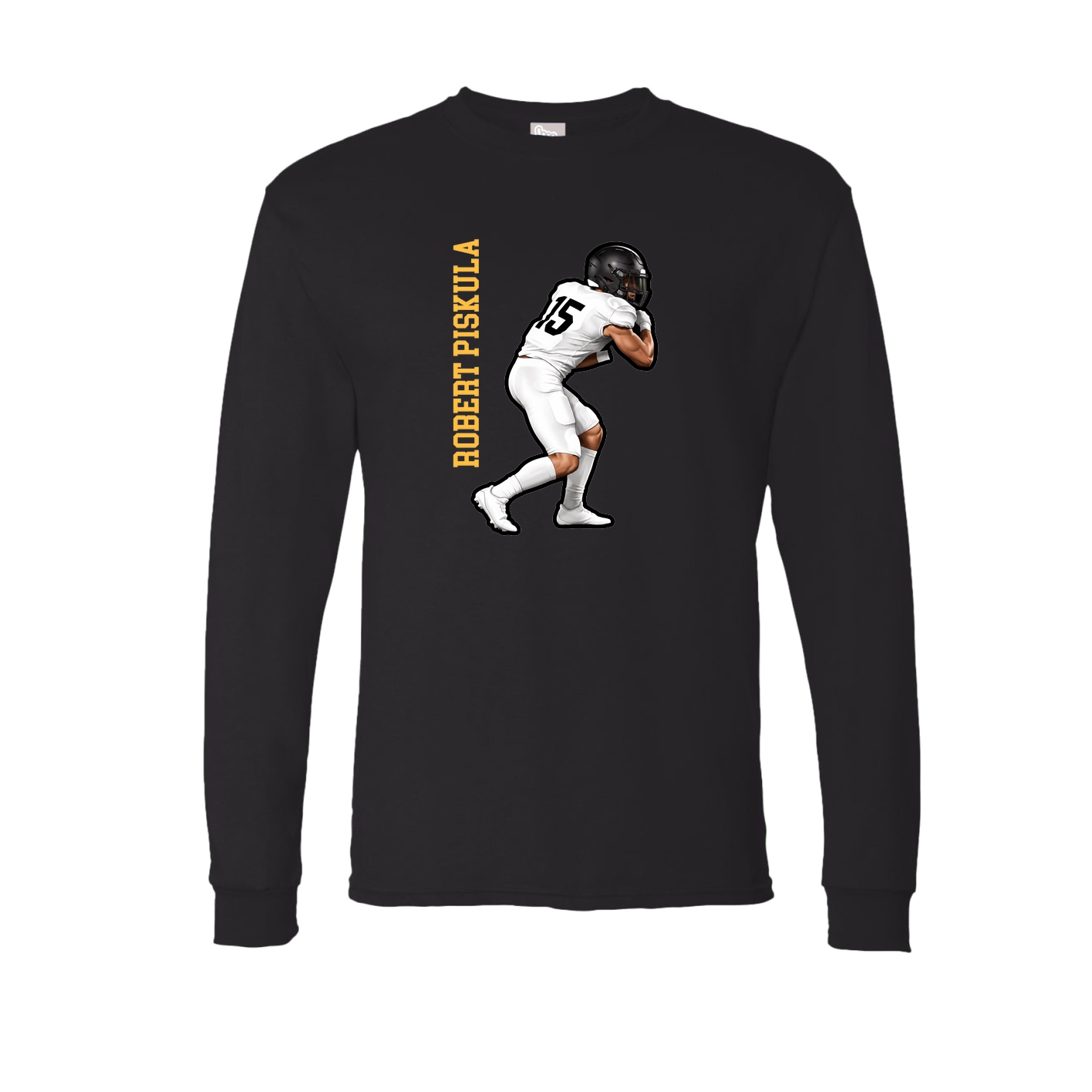 Long Sleeve Tee — Name Vertical in Black