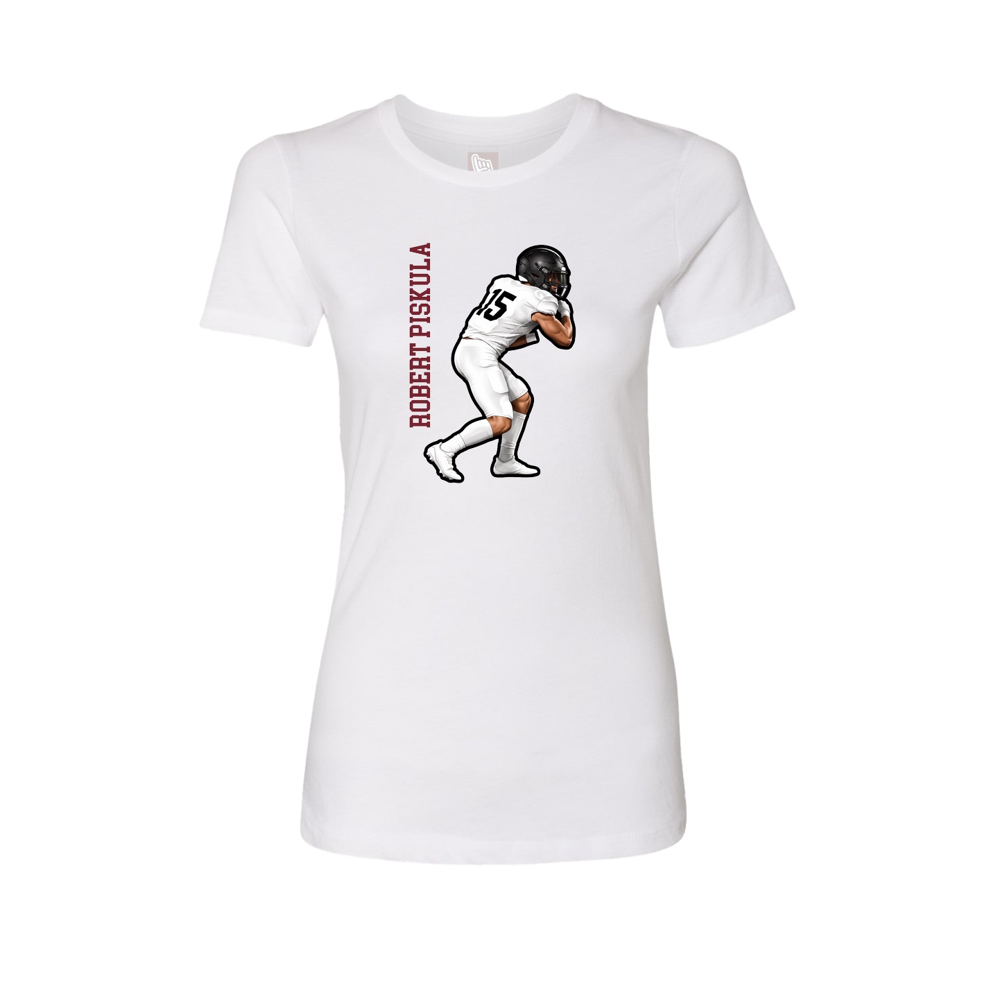 Fitted Women's Tee — Name Vertical in White
