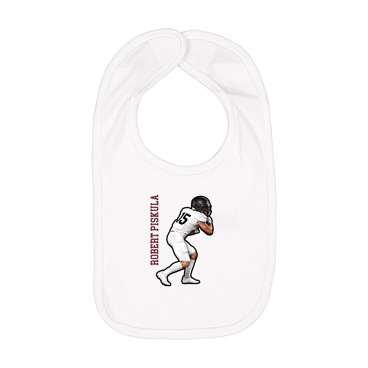 Infant Bib — Name Vertical in White
