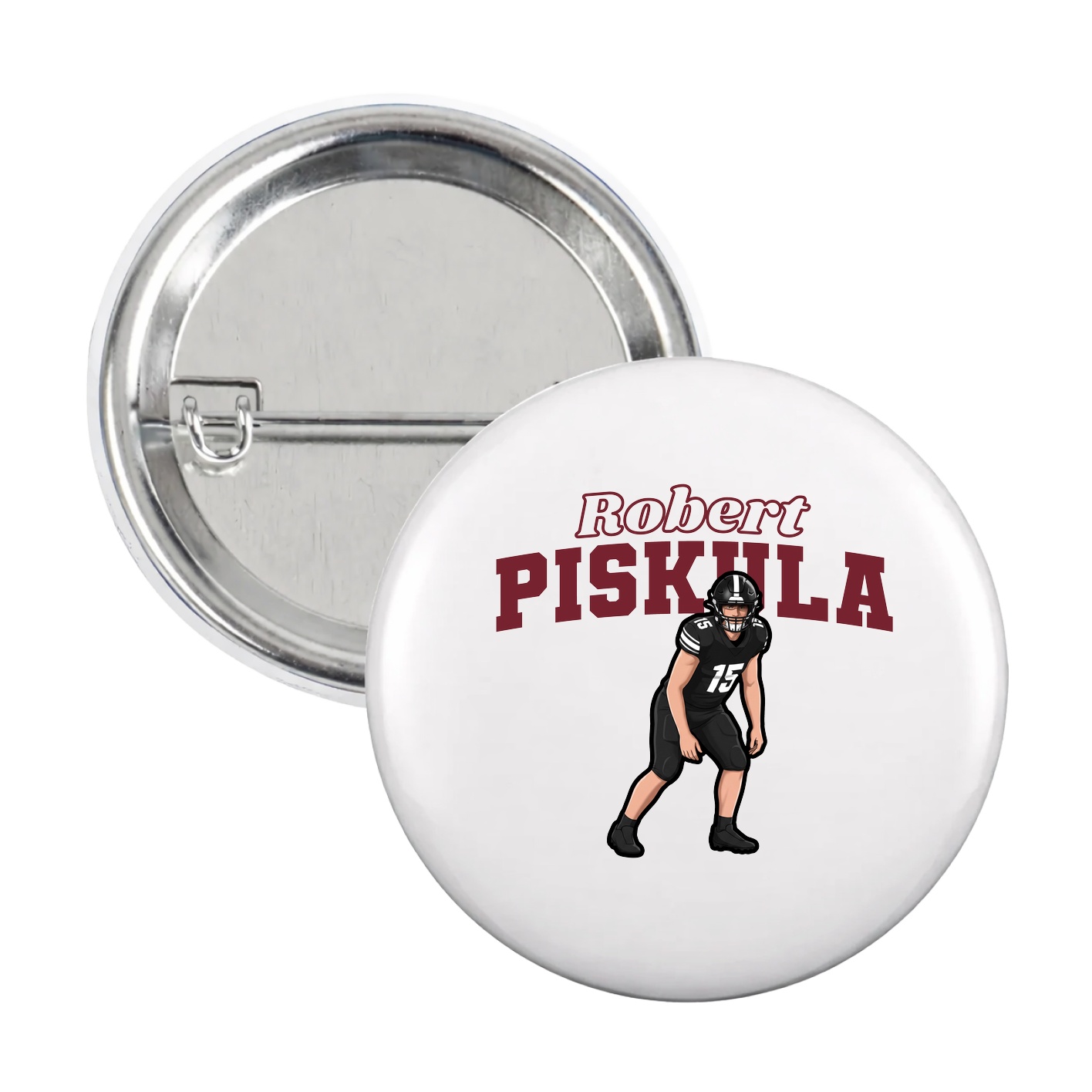 Game Day Button — Name Arch in White