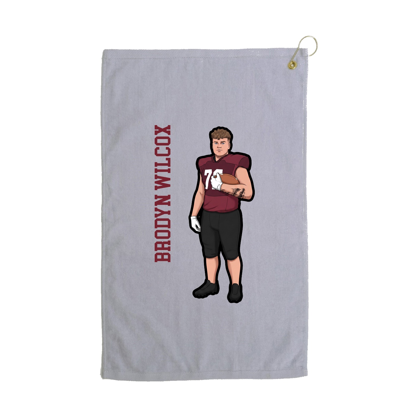 Golf Towel — Name Vertical in Grey