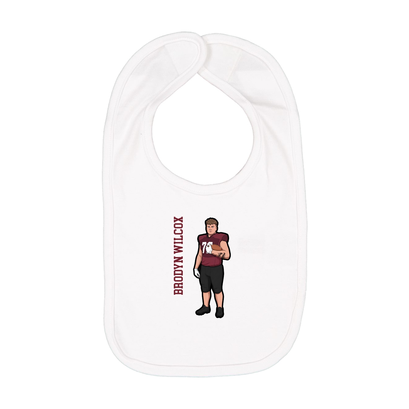Infant Bib — Name Vertical in White