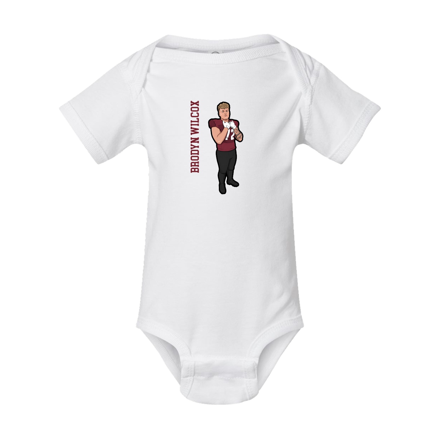 Baby Onesie — Name Vertical in White