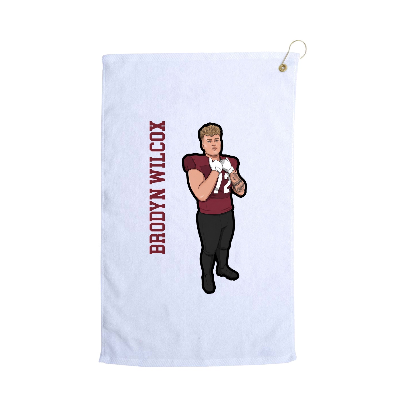 Golf Towel — Name Vertical in White