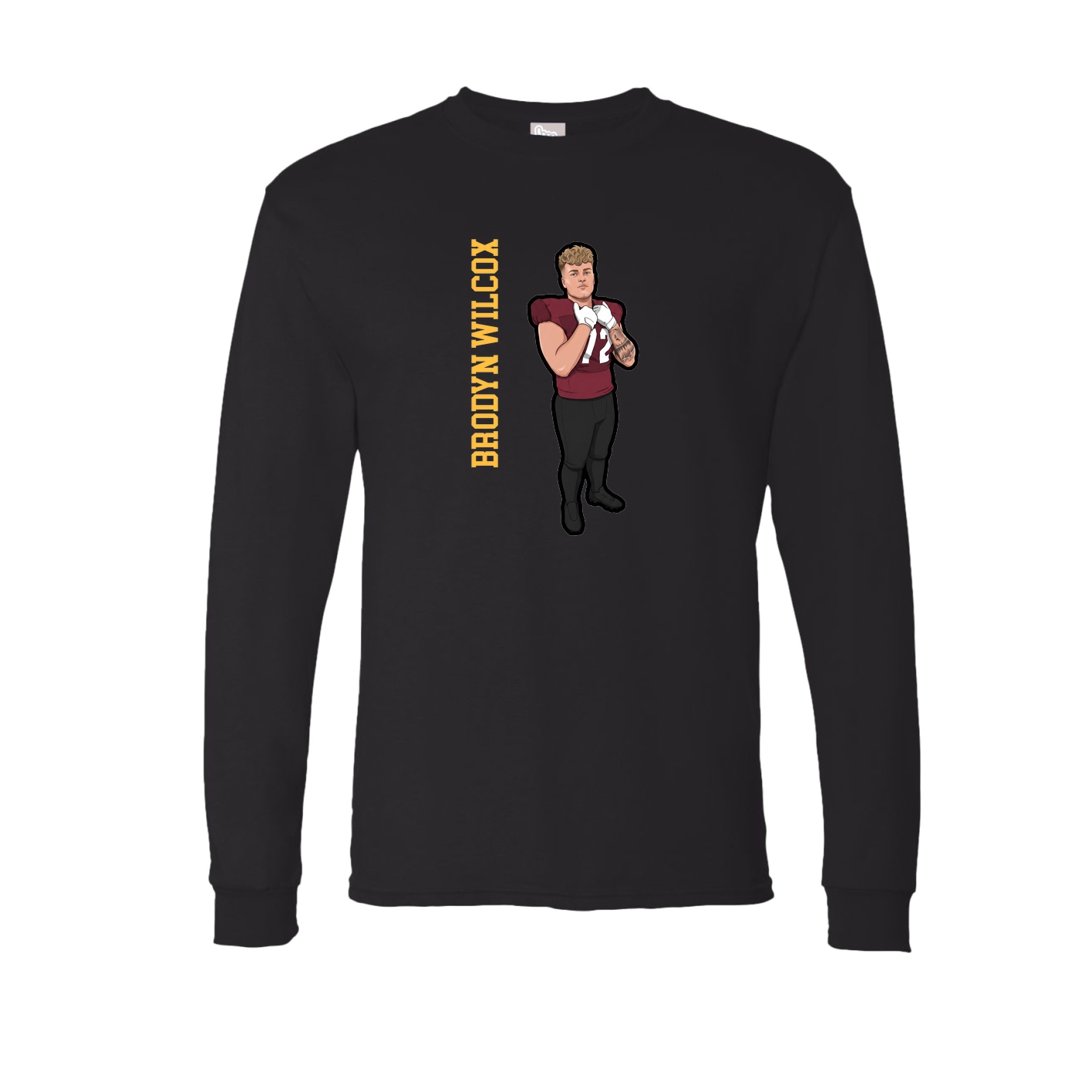 Long Sleeve Tee — Name Vertical in Black
