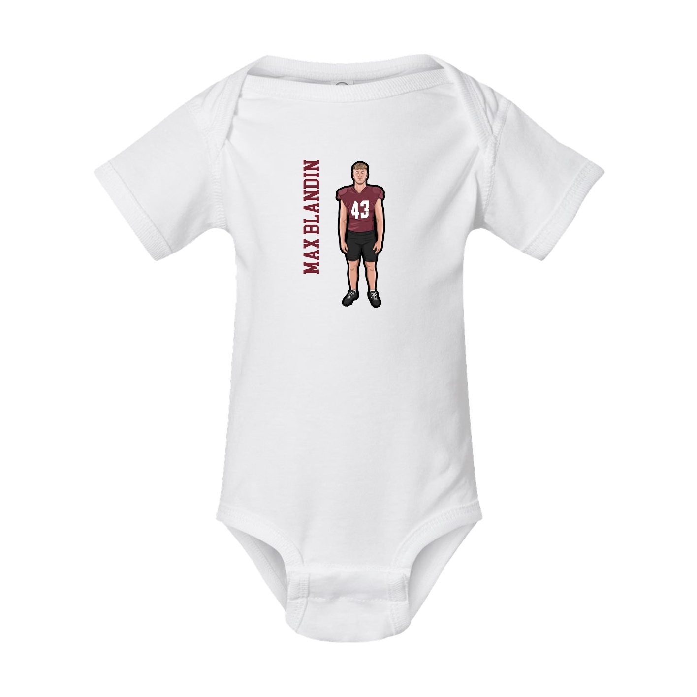 Baby Onesie — Name Vertical in White